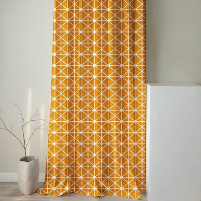 Milan Collection Cotton Curtain with Geometric Print for Window/Door/Long Door – Yellow (Pack of 1)