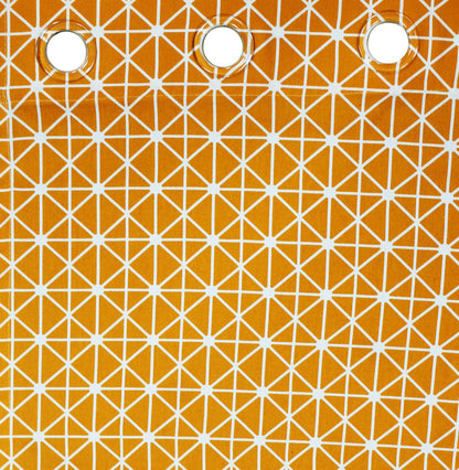 Milan Collection Cotton Curtain with Geometric Print for Window/Door/Long Door – Yellow (Pack of 1)