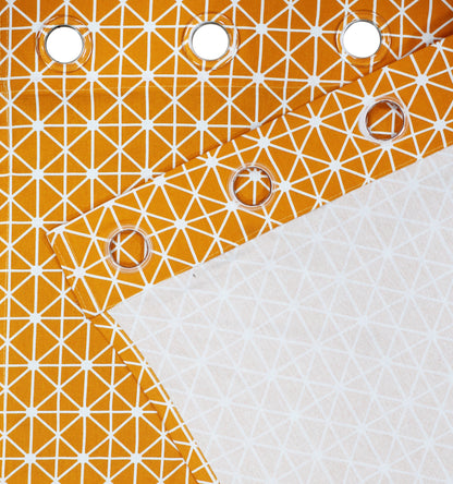 Milan Collection Cotton Curtain with Geometric Print for Window/Door/Long Door – Yellow (Pack of 1)