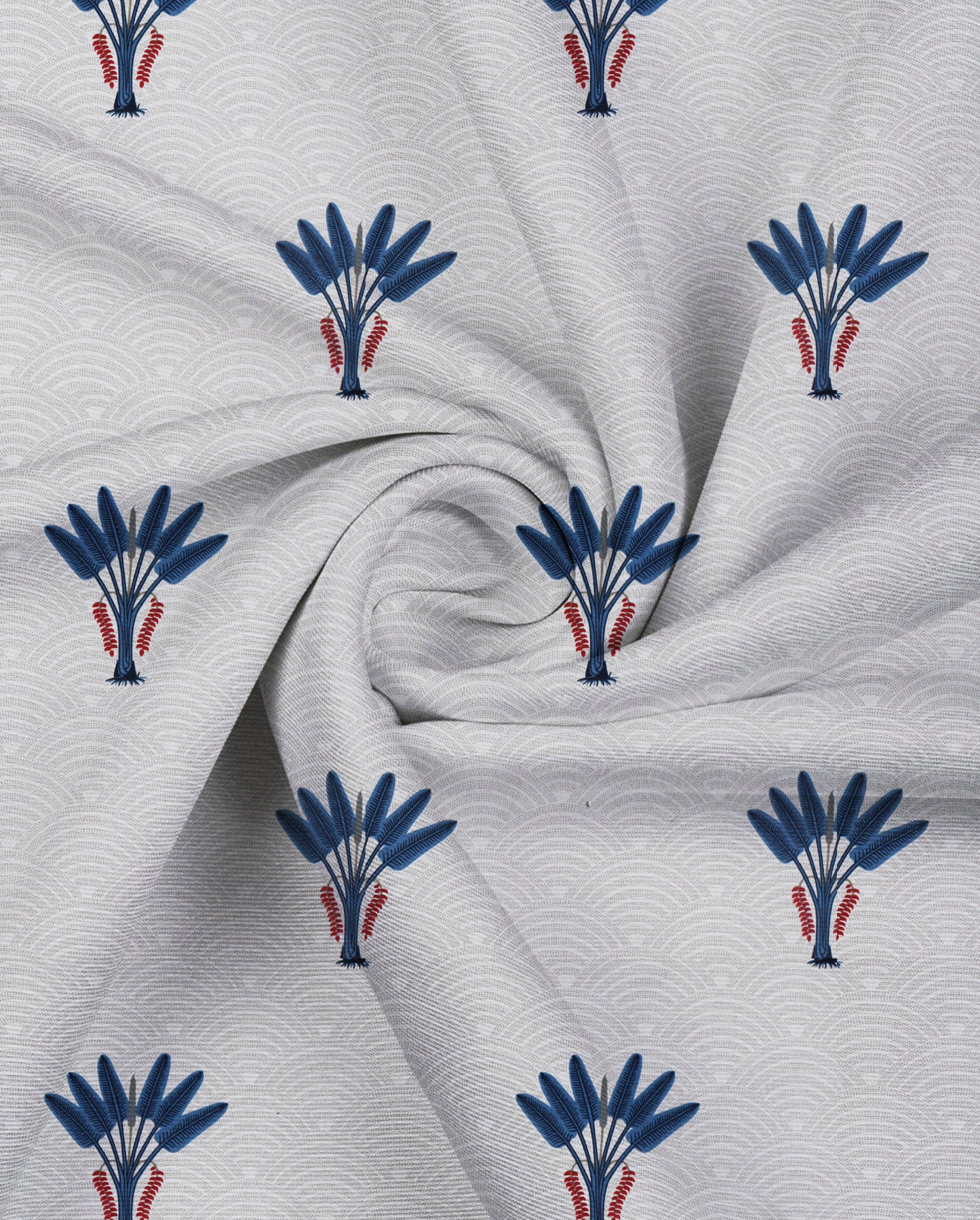 Milan Collection Cotton Curtain with Floral Print for Window/Door/Long Door – Blue (Pack of 1)