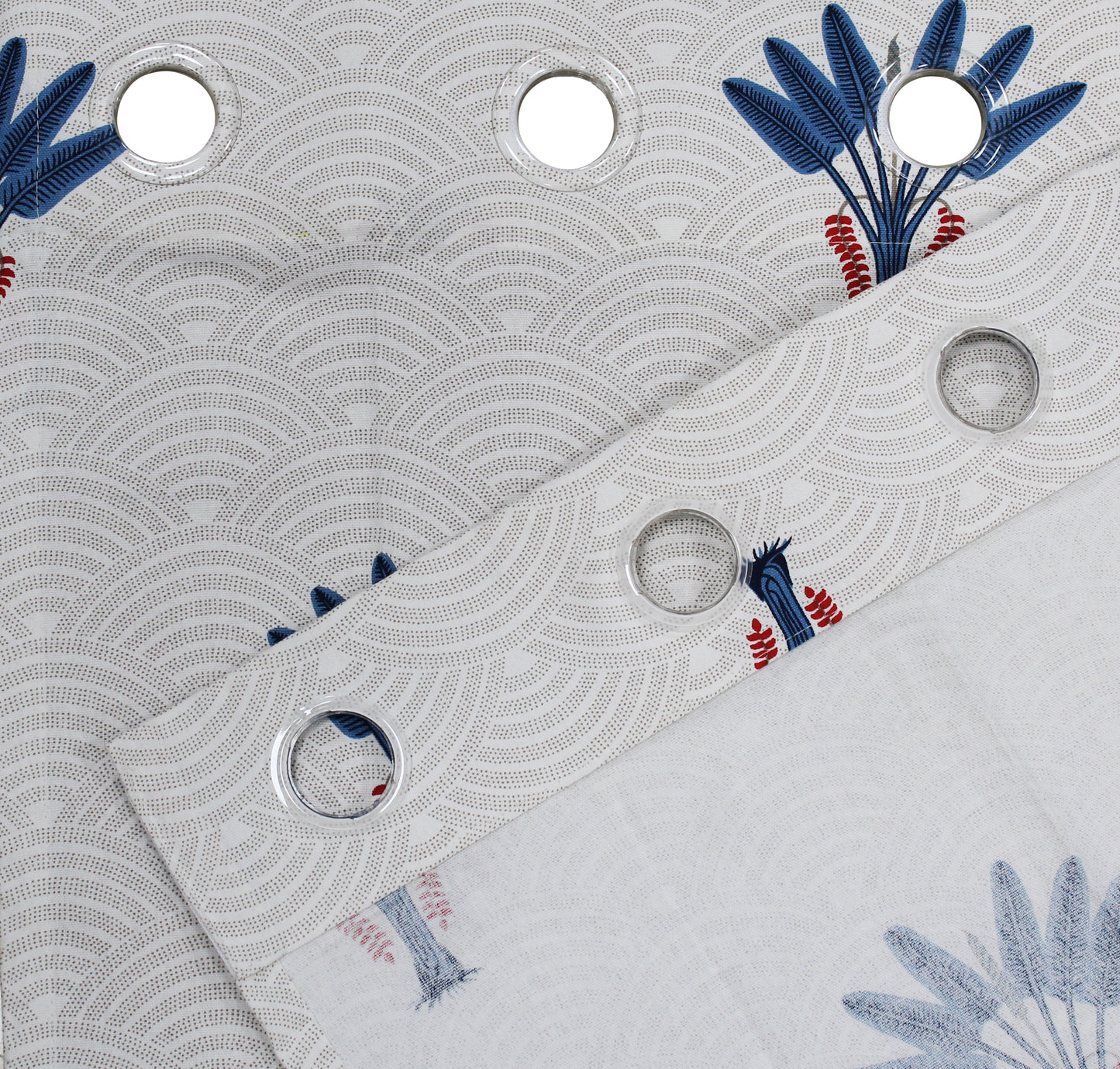 Milan Collection Cotton Curtain with Floral Print for Window/Door/Long Door – Blue (Pack of 1)