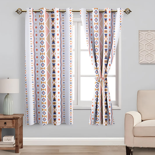 Milan Collection Cotton Curtain with Geometric Print for Window/Door/Long Door – Multicolour (Pack of 1)