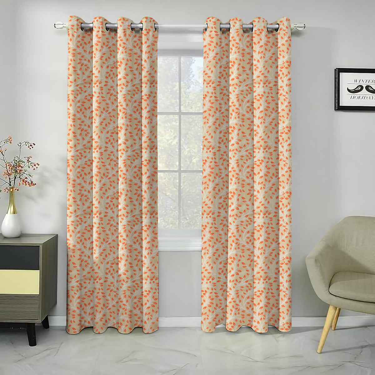 Venice Collection Room Darkening Premium Curtain - Floral Maroon (Pack of 1)