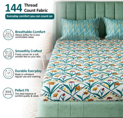 Sydney Collection Cotton Flat Bedsheets - Green