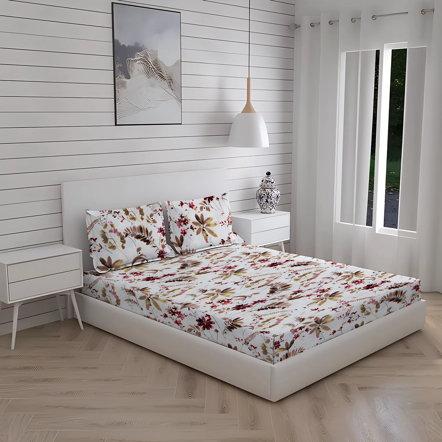 New York Collection 180 TC Fitted Bedsheet- Maroon