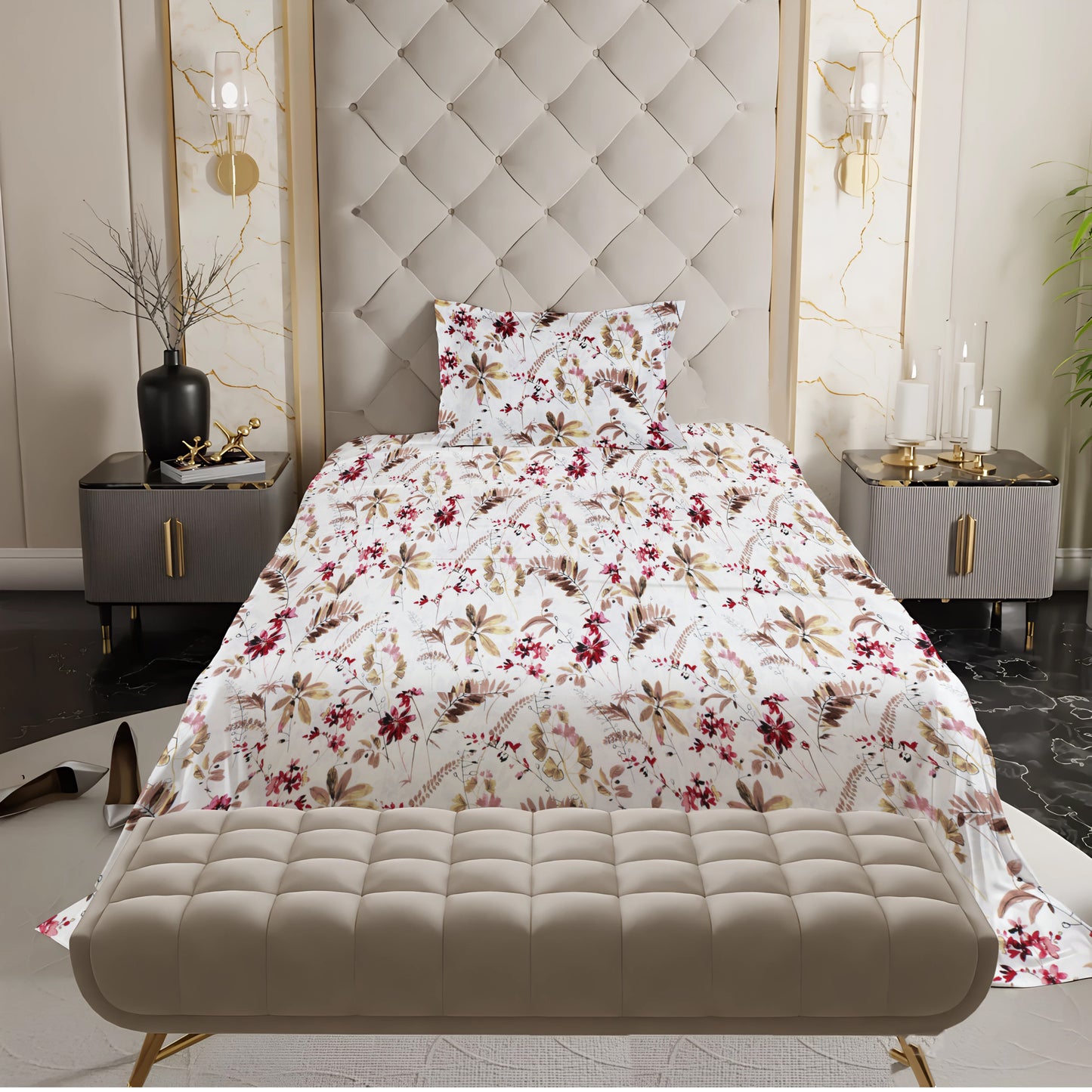 New York Collection Cotton Flat Bedsheet- Maroon