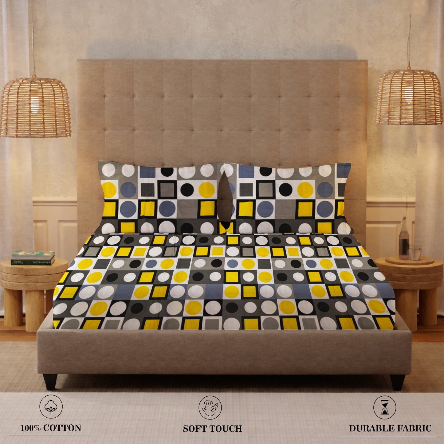 London Collection Cotton Flat Bedsheet- Multi Color