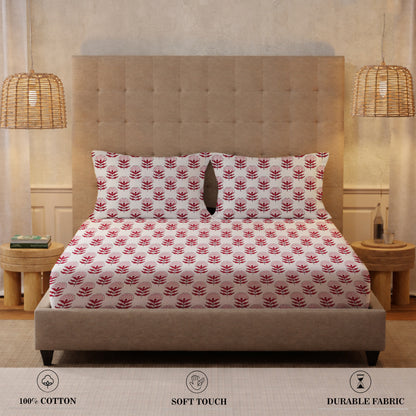King Size Flat Bedsheet R393 (180 TC) with 2 Pillow Covers (274 cm X 222 cm)