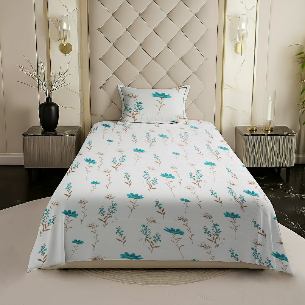 London Collection Cotton Flat Bedsheet- Blue