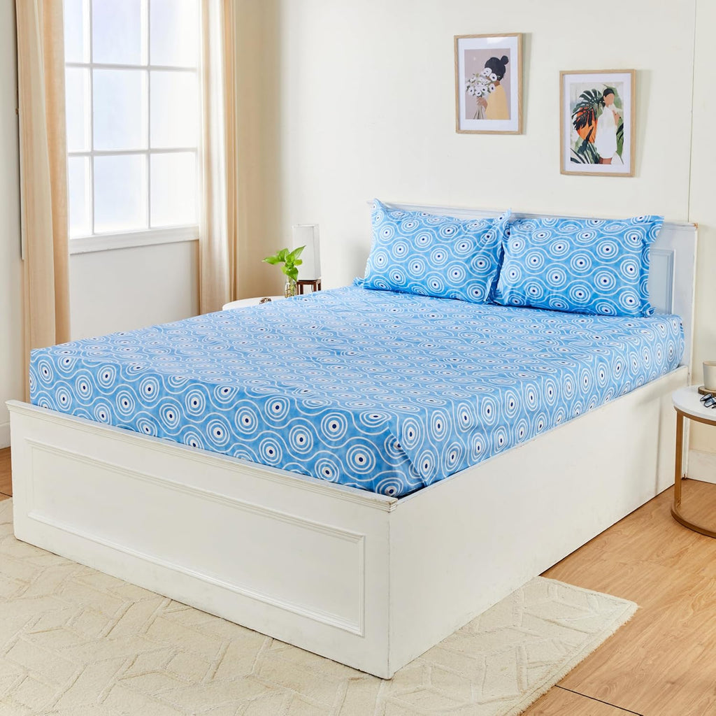 King Size Flat Bedsheet 425 (140 TC) with 2 Pillow Covers (274 cm X 222 cm)