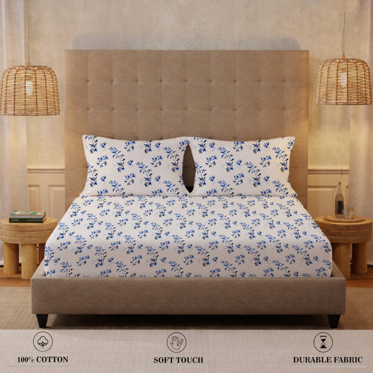 New York Collection Cotton Flat Bedsheet- Blue