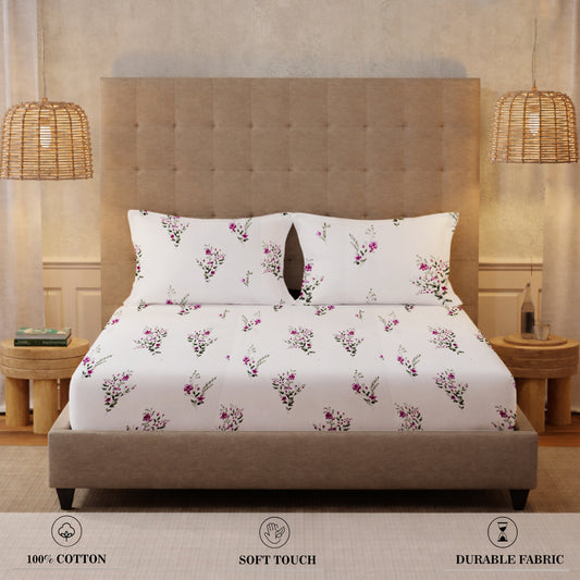 London Collection Cotton Fitted Bedsheet- Pink