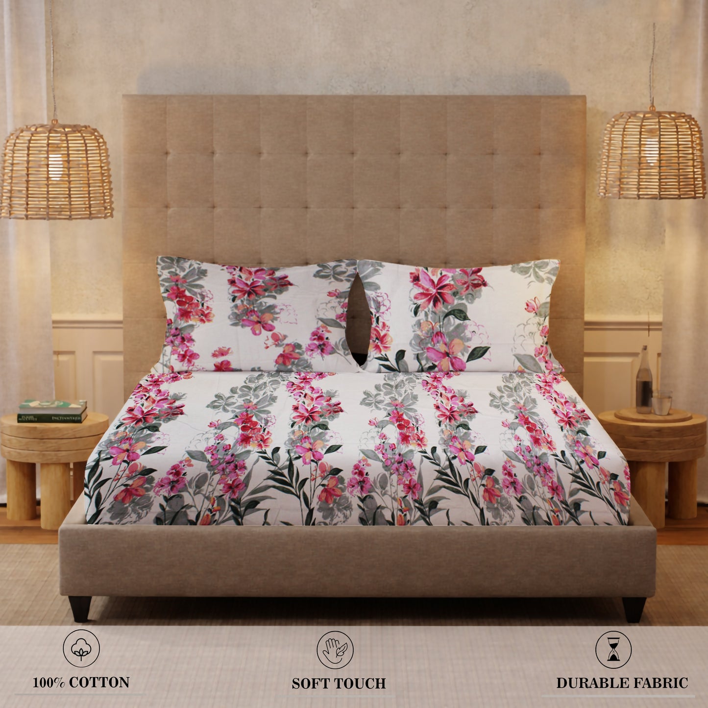 New York Collection Cotton Flat Bedsheet- Light Pink
