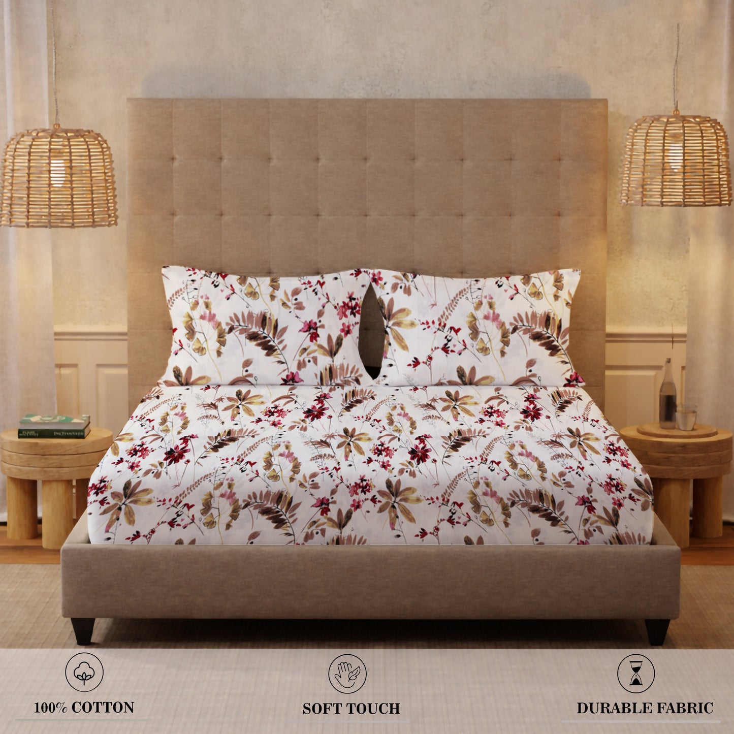 New York Collection Cotton Fitted Bedsheet- Maroon