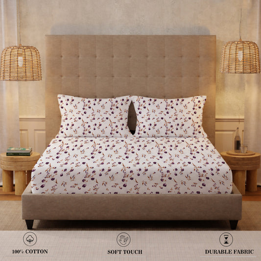 London Collection Cotton Fitted Bedsheet- Rosewood
