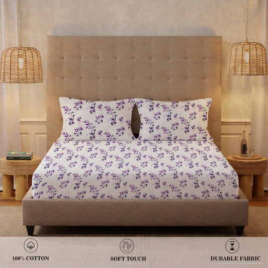New York Collection Cotton Flat Bedsheet- Purple