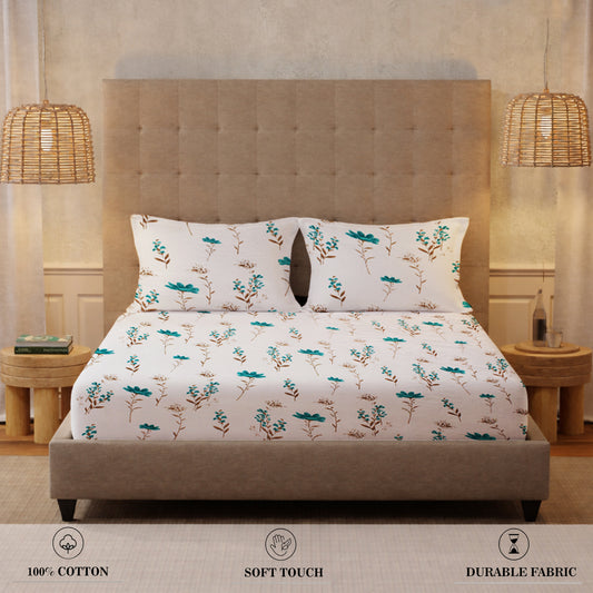 London Collection Cotton Flat Bedsheet- Blue