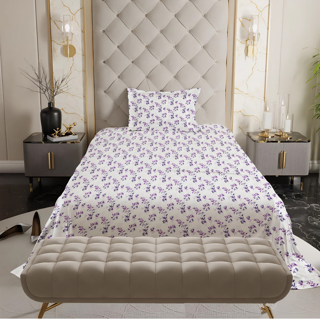 New York Collection Cotton Flat Bedsheet- Purple