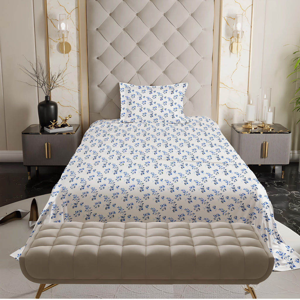 New York Collection Cotton Flat Bedsheet- Blue