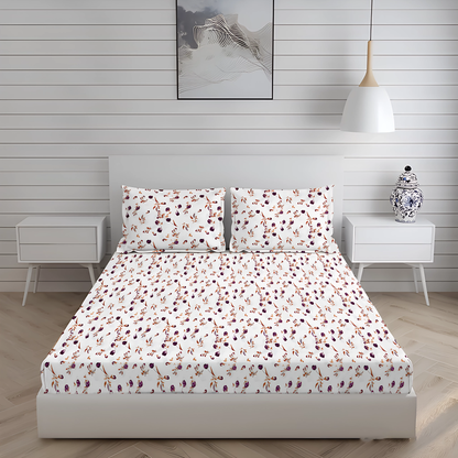 London Collection Cotton Fitted Bedsheet- Rosewood
