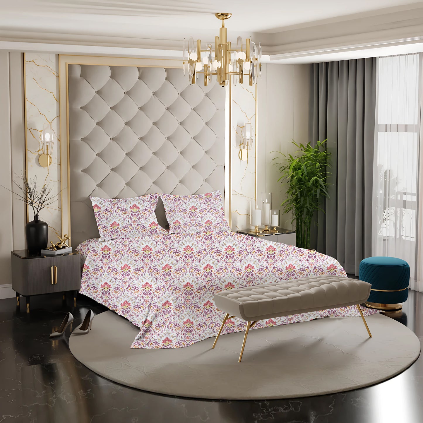 New York Collection Cotton Flat Bedsheet- Pink