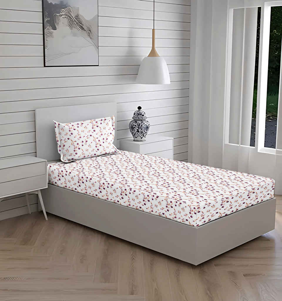 London Collection Cotton Fitted Bedsheet- Rosewood