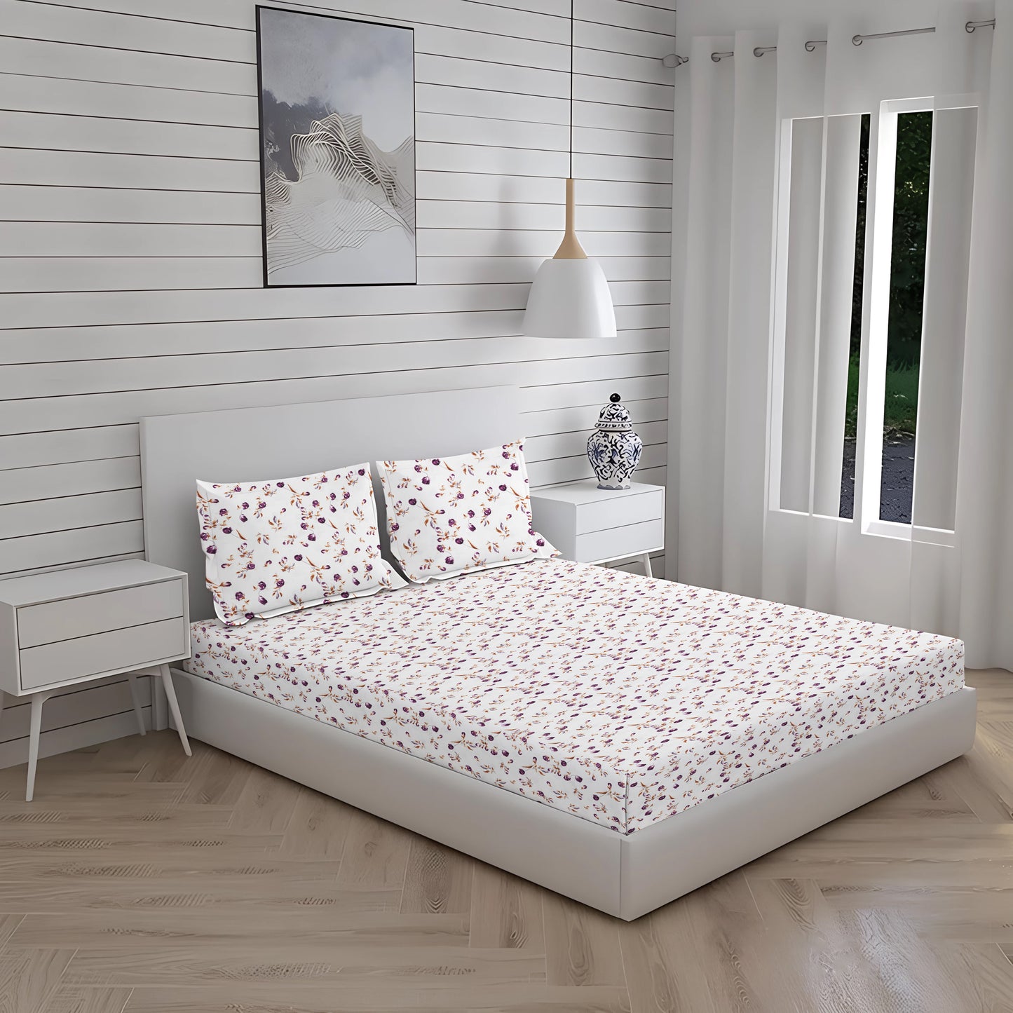 London Collection Cotton Fitted Bedsheet- Rosewood