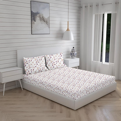 London Collection Cotton Fitted Bedsheet- Rosewood