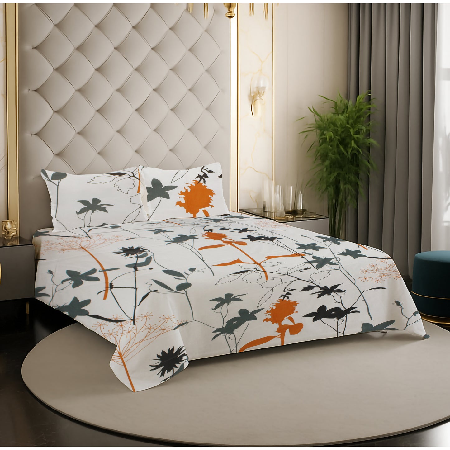 London Collection Cotton Flat Bedsheet- Multi Color