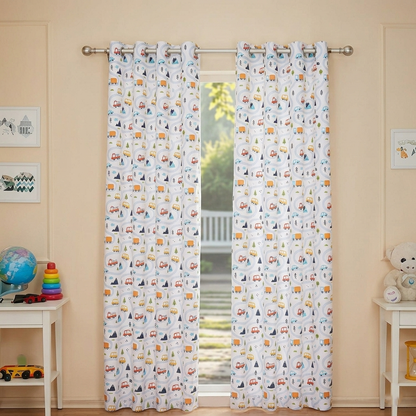 Tokyo Collection Digitalprint-Kids Curtain For Window/Door/Long Door - Design-Car (Pack Of 1)