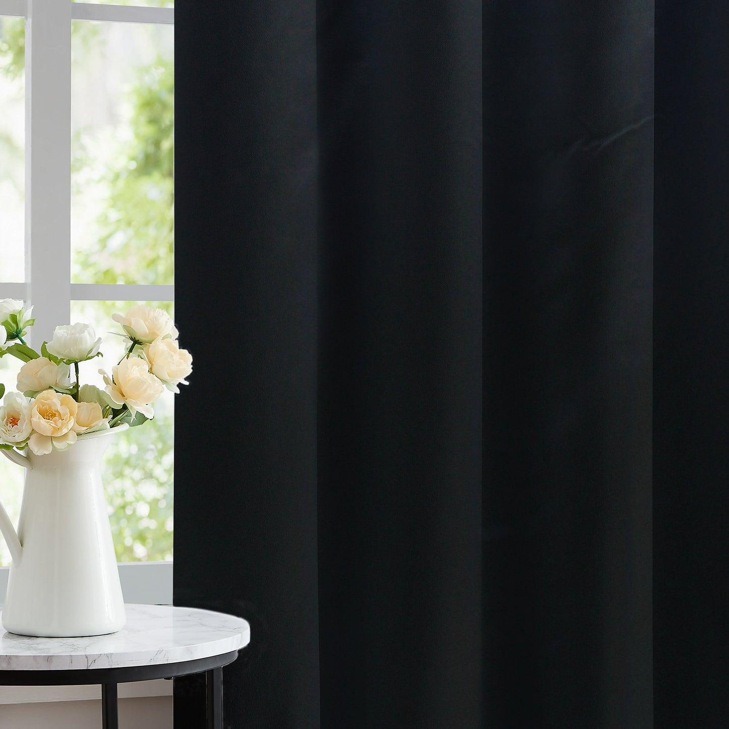 Paris Collection Blackout Curtain Window/Door/Long Door - Black (Pack of 1)