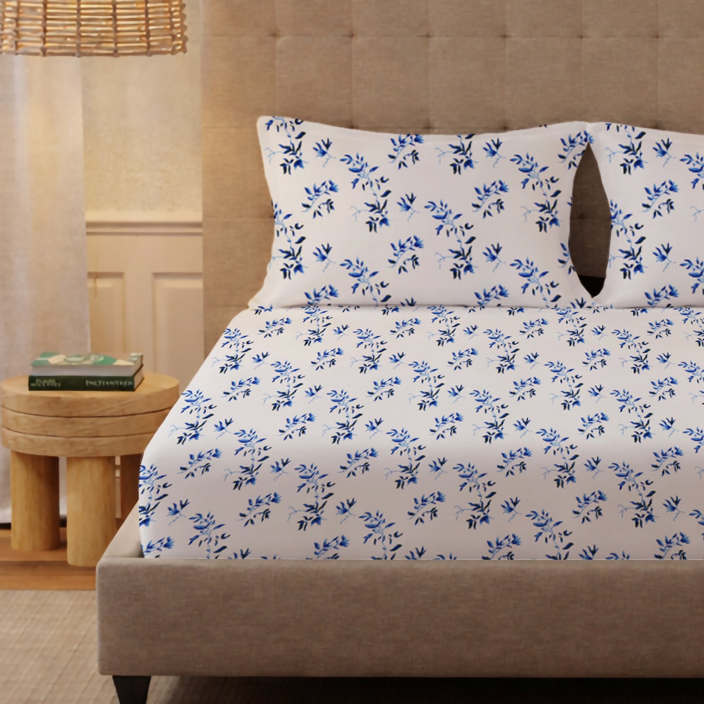New York Collection Cotton Flat Bedsheet- Blue