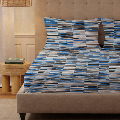 London Collection Cotton Flat Bedsheet- Blue