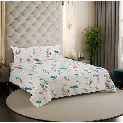London Collection Cotton Flat Bedsheet- Blue