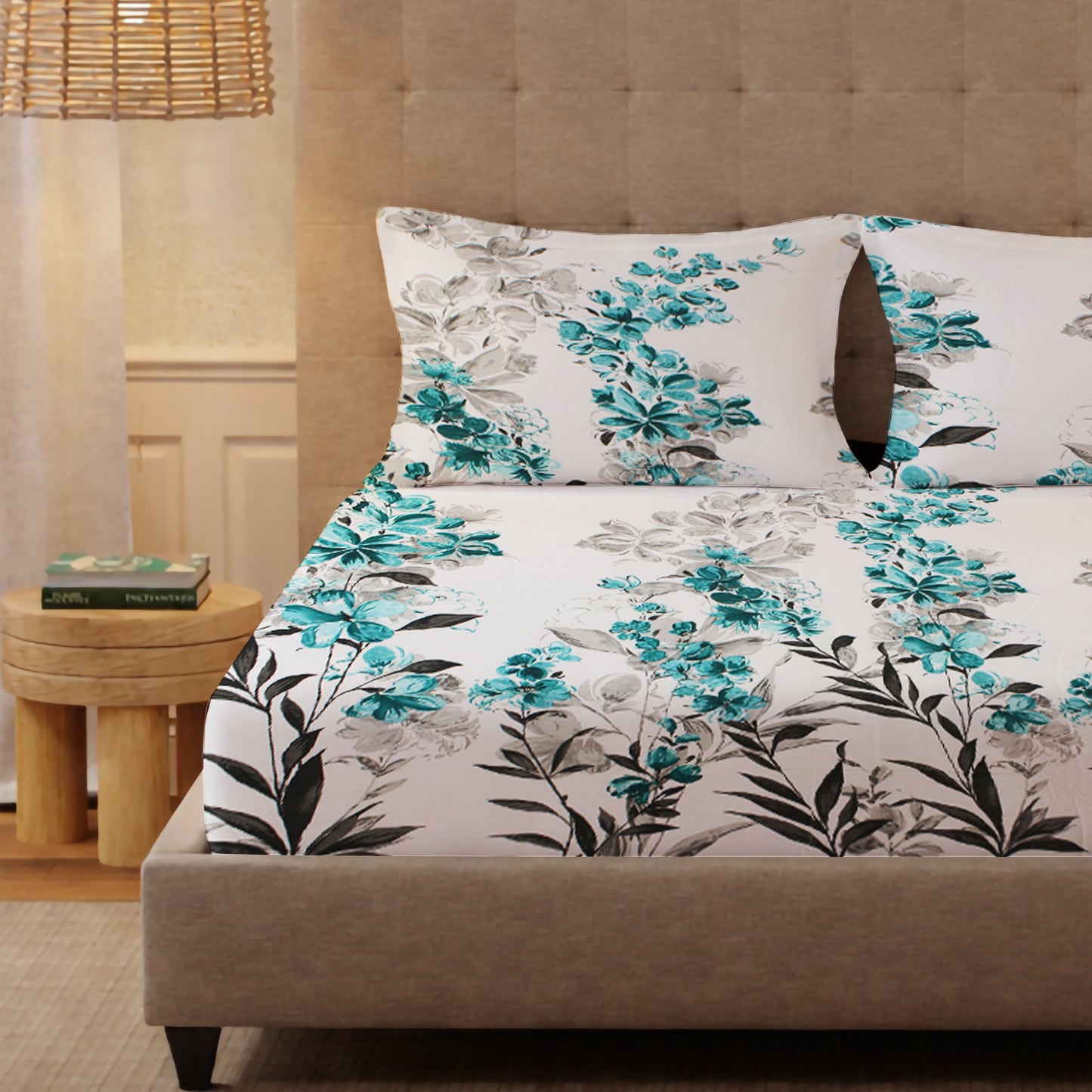 London Collection Cotton Flat Bedsheet- Aqua