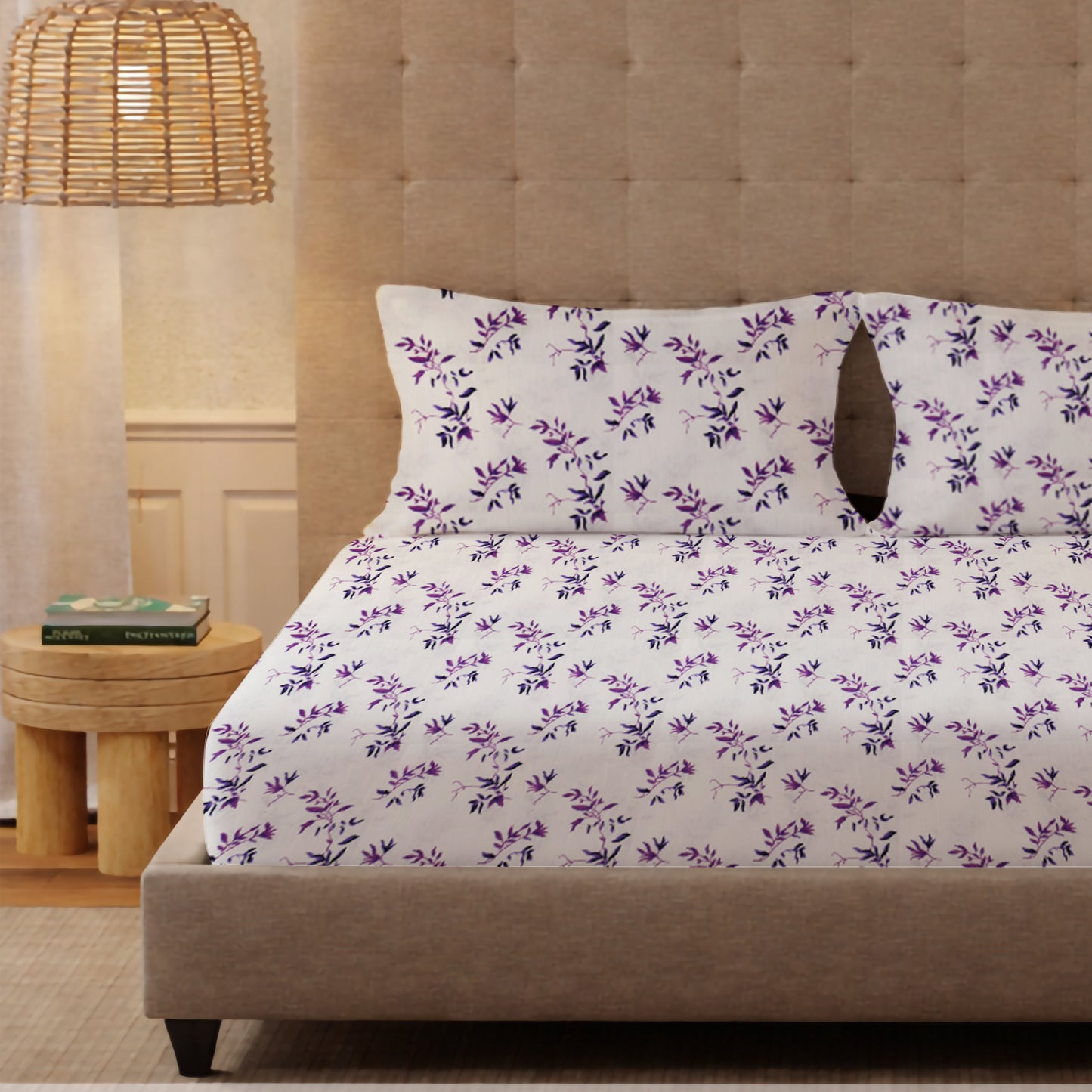 New York Collection Cotton Flat Bedsheet- Purple