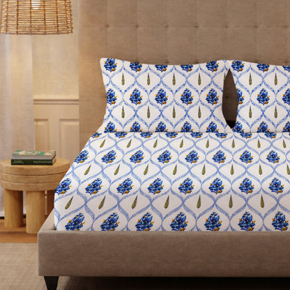 London Collection Cotton Flat Bedsheet- Dark Blue