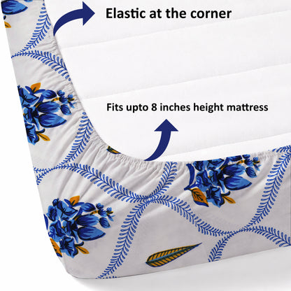 London Collection Cotton Fitted Bedsheet- Dark Blue