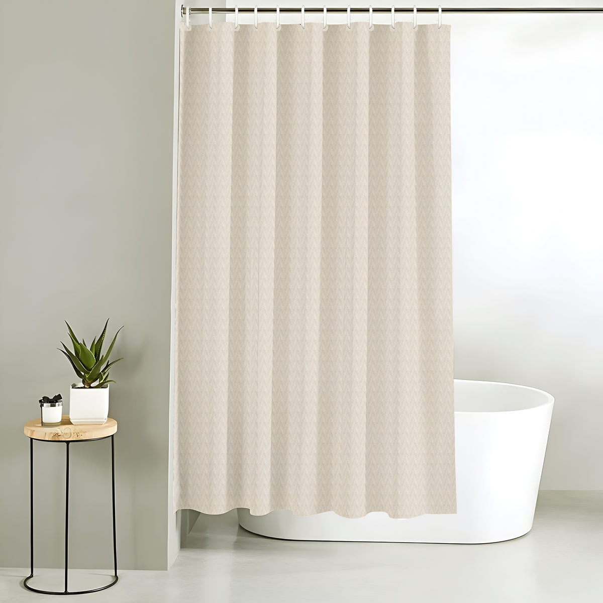 Monaco Collection Waterproof Bathroom Curtain – Off White color Shower Curtain.