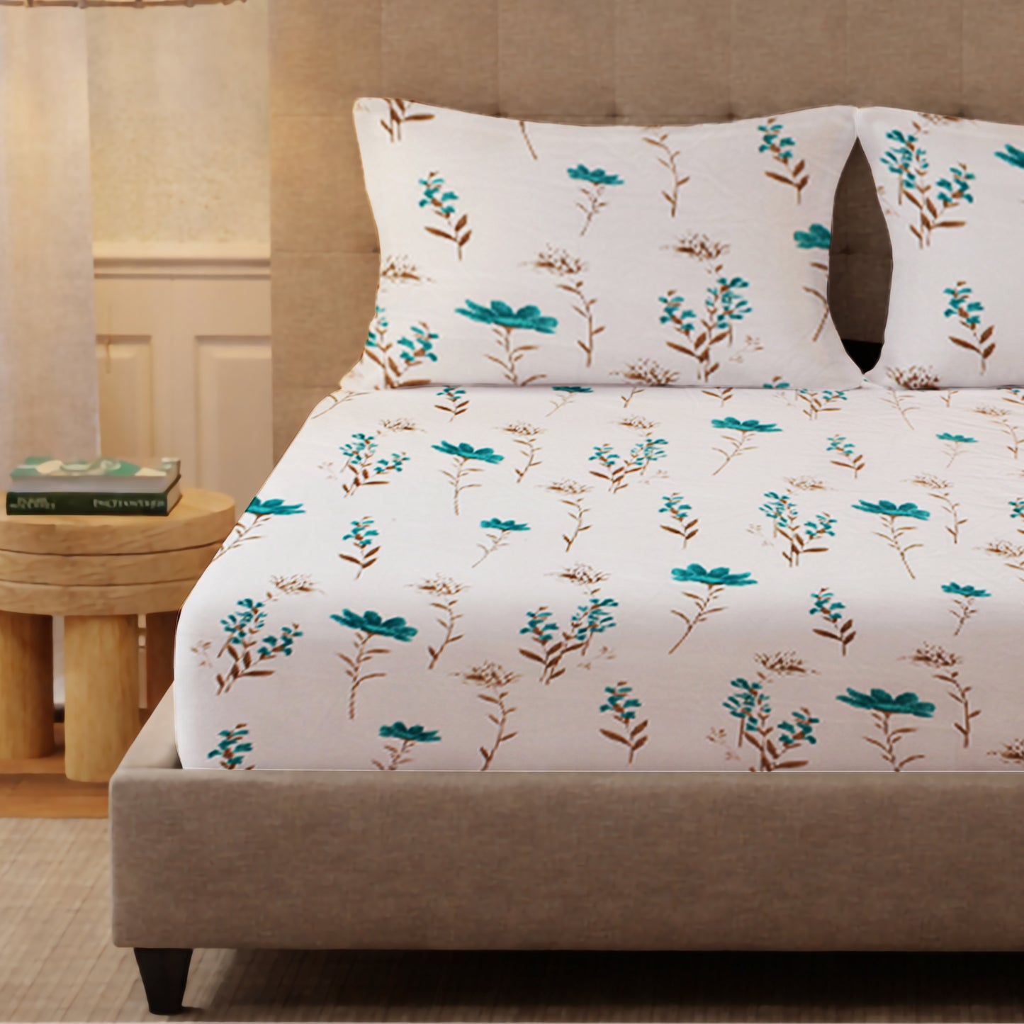 London Collection Cotton Flat Bedsheet- Blue