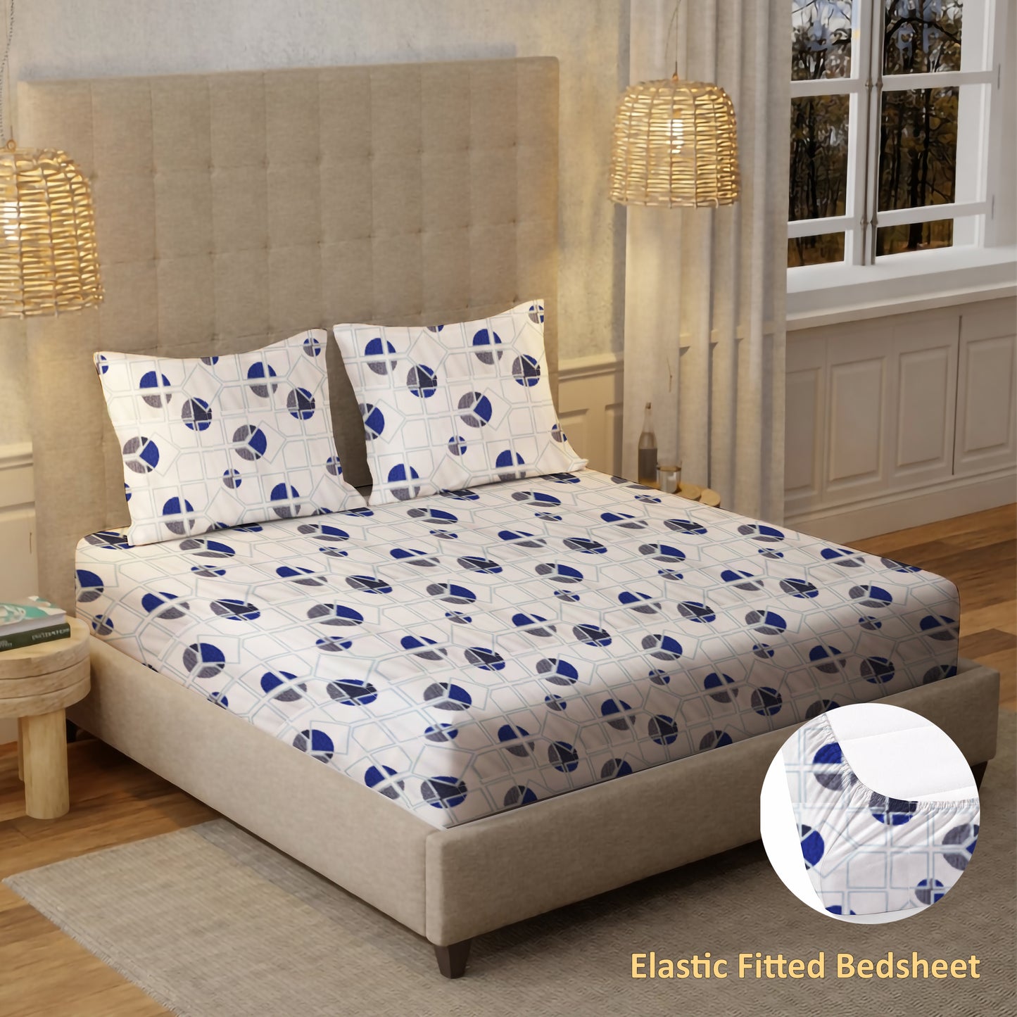 New York Collection Cotton Fitted Bedsheet- Grey