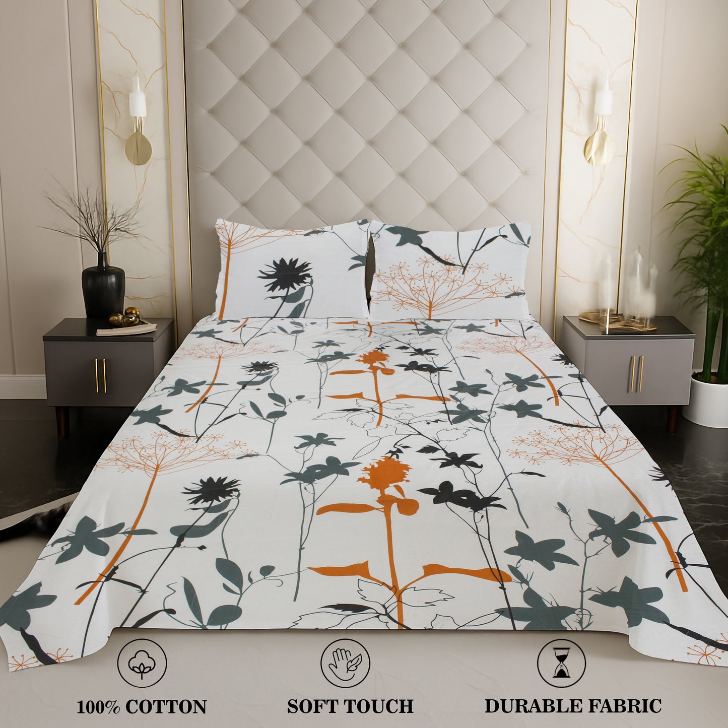 London Collection Cotton Flat Bedsheet- Multi Color