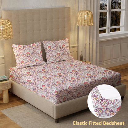 New York Collection Cotton Fitted Bedsheet- Pink