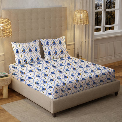 London Collection Cotton Flat Bedsheet- Dark Blue