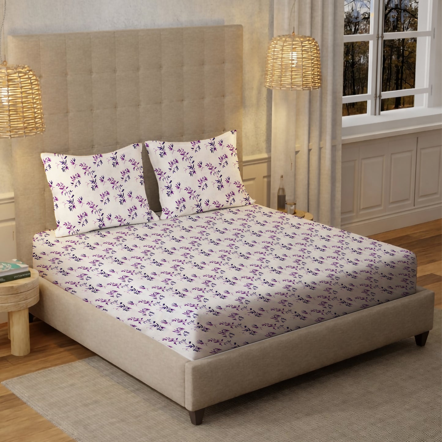 New York Collection Cotton Flat Bedsheet- Purple