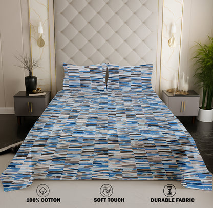 London Collection Cotton Flat Bedsheet- Blue