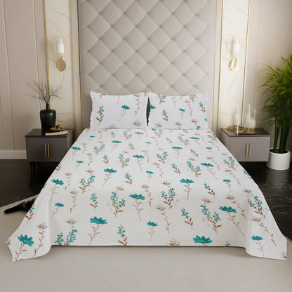 London Collection Cotton Flat Bedsheet- Blue