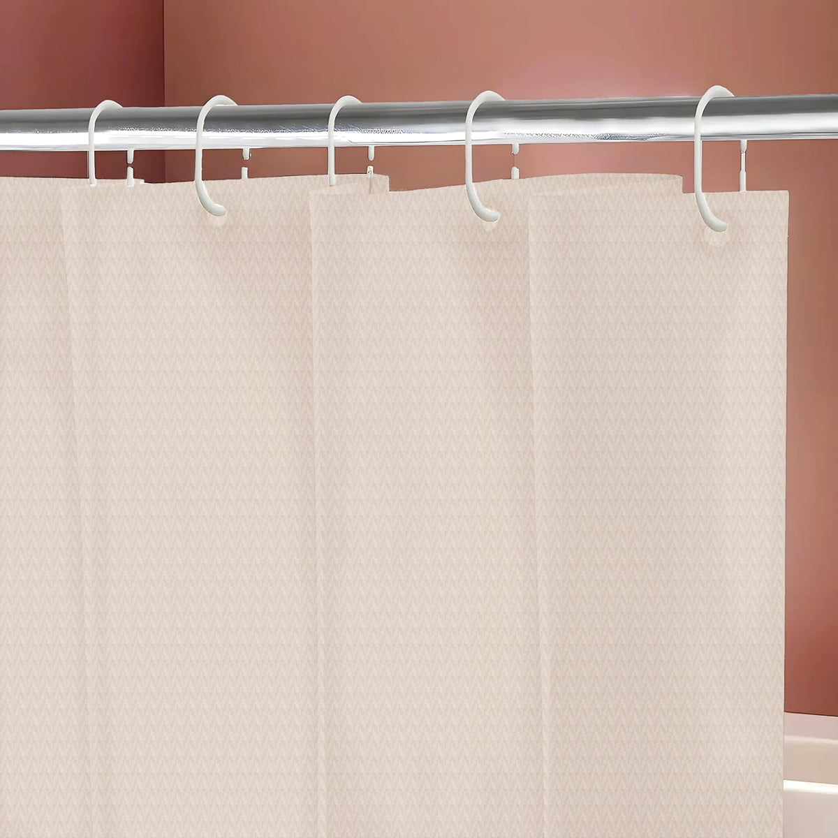 Monaco Collection Waterproof Bathroom Curtain – Off White color Shower Curtain.