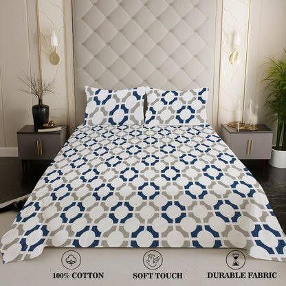 London Collection Cotton Flat Bedsheet - Grey