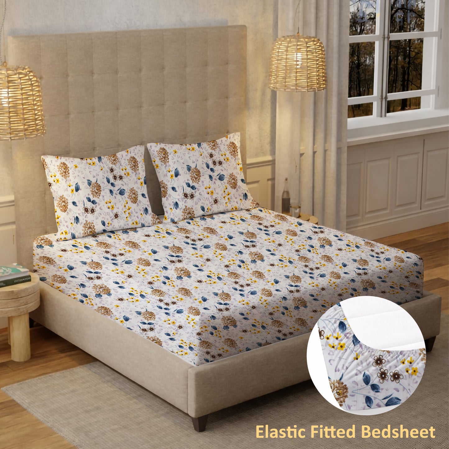London Collection Cotton Fitted Bedsheet- Mustard